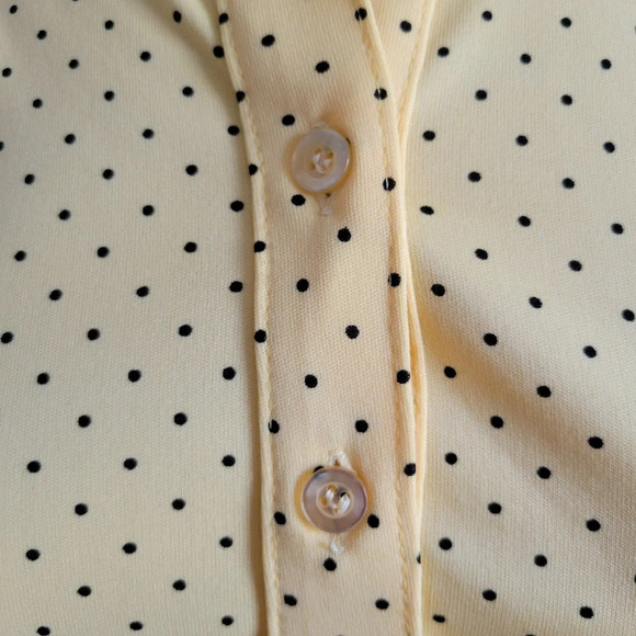 Vintage Polka-Dot Tunic Top / Yellow w/ Black / Fits Small - Picture 5 of 7